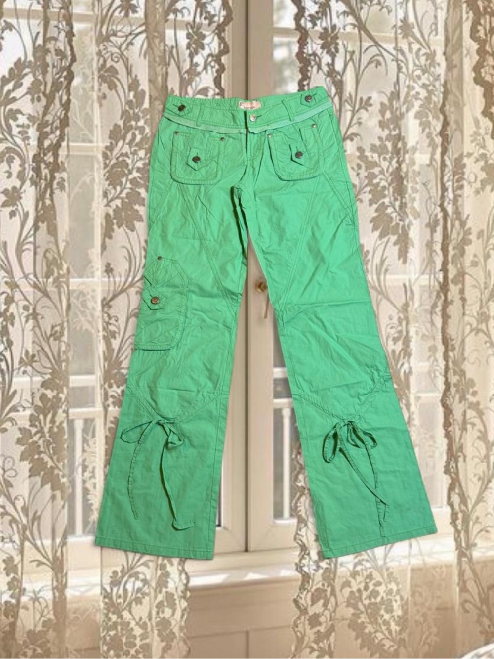 Vintage Y2K Deadstock Green Low-rise Cargo Pants